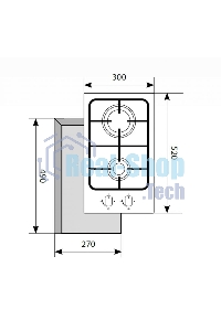 Газовая варочная панель LEX GVS 320 IX1000/3000Вт 2конфорки нерж.сталь