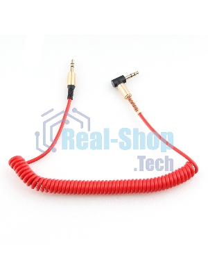 Кабель Cablexpert аудио 90˚ спиральный CCAB-02-35MMLC-1.8MR. 3.5 Jack (M)/3.5 Jack (M), красный, 1.8м, блистер