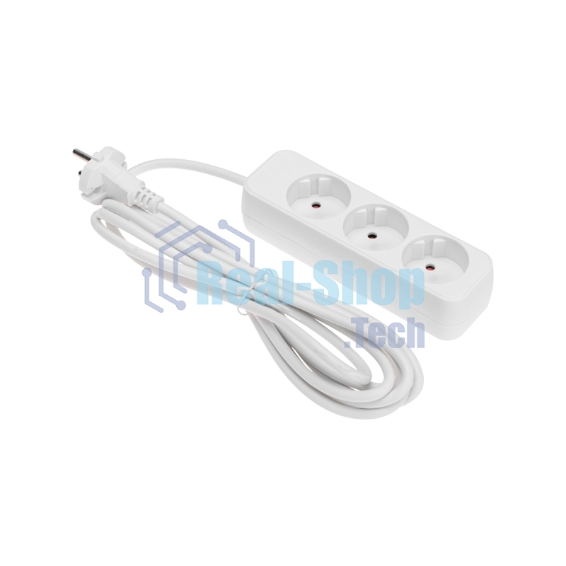 Удлинитель Rexant STANDARD 3 гнезда, 3 м, 2х1,0 мм², б/з, белый