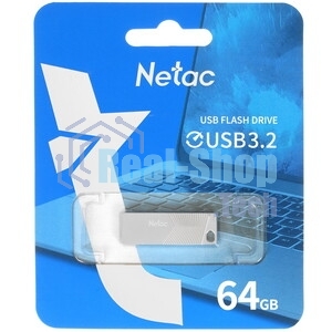 Флешка USB Netac UM1 (NT03UM1N-064G-32PN), 64Gb, USB 3.2, R/W 150/45, серебристый