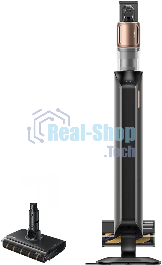 Пылесос вертикальный Dreame Cordless Vacuum Cleaner Z20AquaCycle Station черный/золотистый, питание от аккумулятора, 250 Вт, уборка влажная/сухая, пылесборник 0.6 л