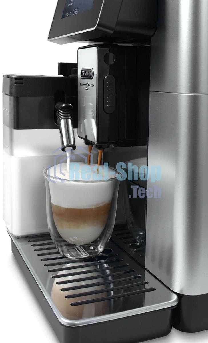 Кофемашина автоматическая DeLonghi ECAM610.55.SB черный/серебристый, исп. кофе - молотый/зерновой, 2.2 л, 1450 Вт, 19 Бар