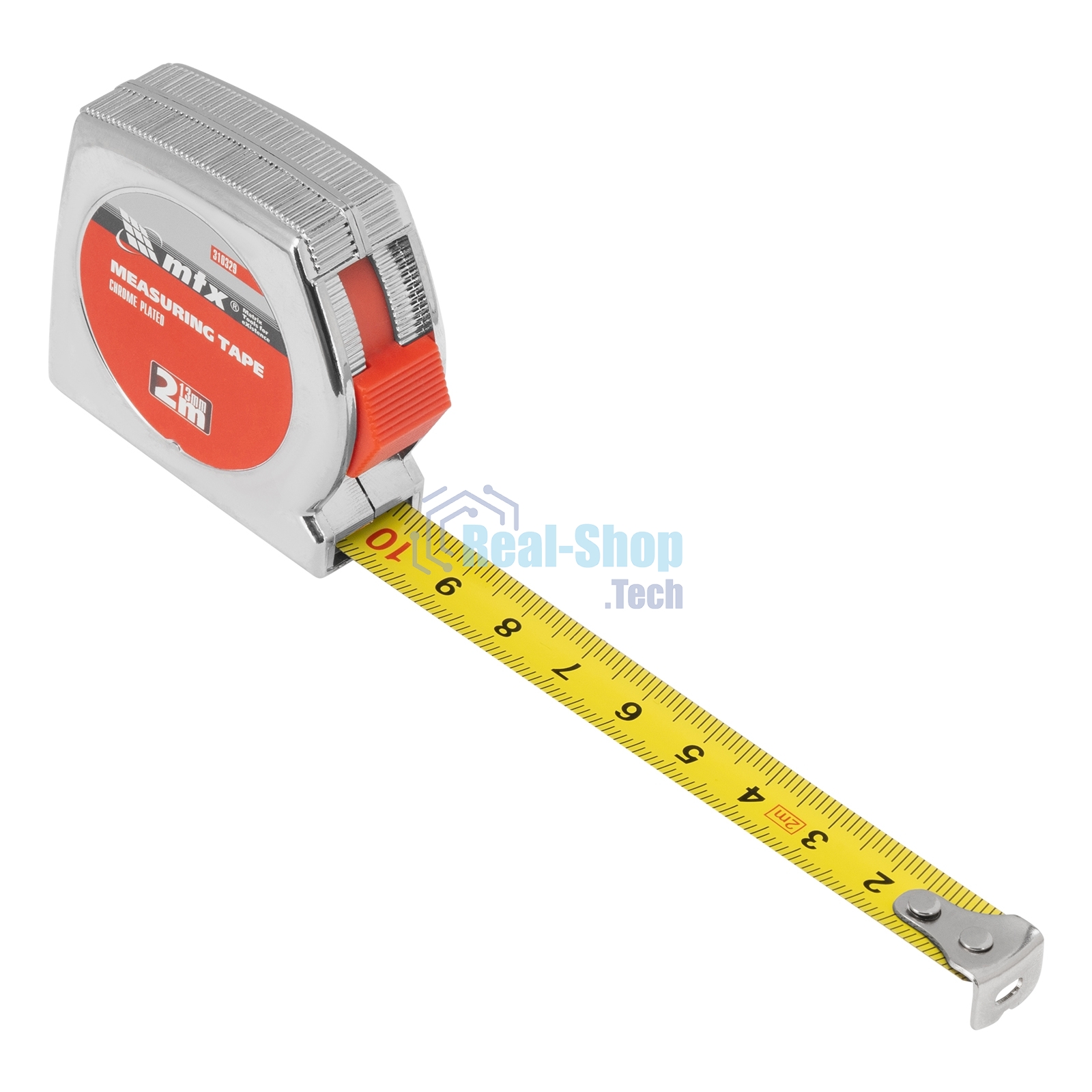 Рулетка MTX Chrom, 2 м x 13 мм, хромированный корпус