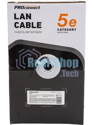 Кабель информационный PROconnect 01-0045-3 cat.5e UTP 4 пары 24AWG PE внешний 305м черный
