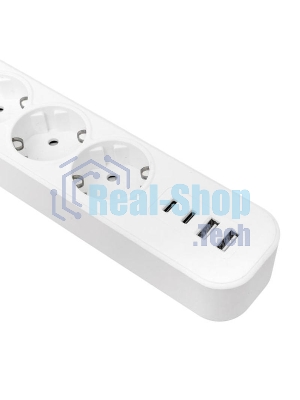Удлинитель EKF UBA-LUX-515-TC 5х1.5 м IP20 2USB 2.4А+2type-C LUX 1.5 кв.мм