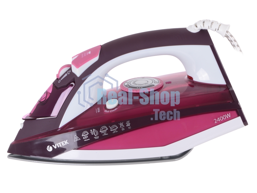 Утюг Vitek VT-1215 (PK) максимальная 2400 Вт.Подошва Ceramic Ultra Care.