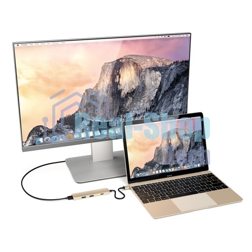 USB-концентратор Satechi Slim Aluminum Type-C Multi-Port Adapter with Type-C Charging Port. Интерфейс USB-C. Порты USB Type-C, 2хUSB 3.0, 4K HDMI. золотой.