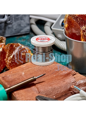 Припой с канифолью Rexant ПОС-61, 100г, Ø3мм, (олово 61%, свинец 39%), катушка