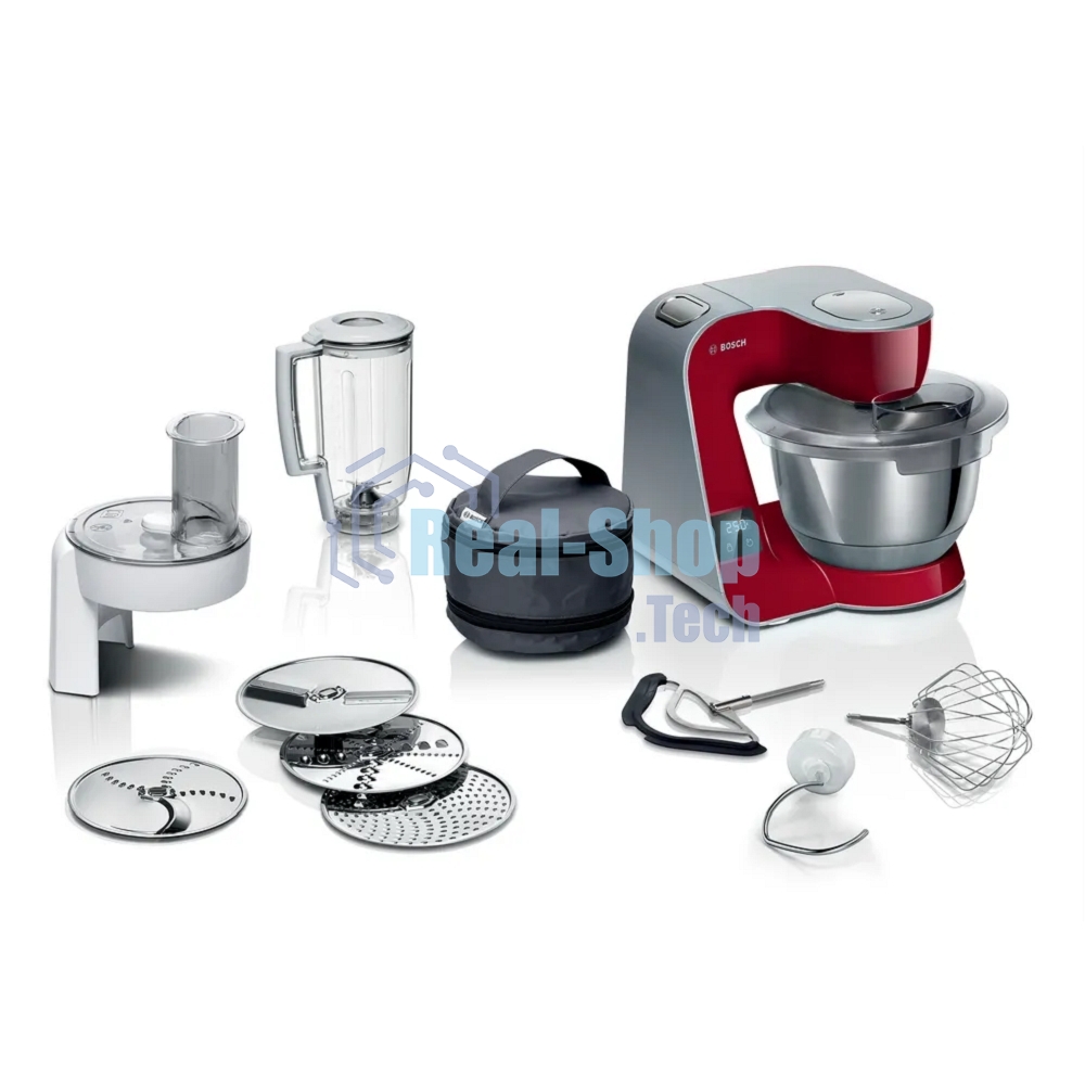 Кухонная машина Bosch MUM5X720 планетар.вращ. 1000Вт красный/серый