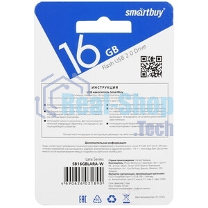 Флешка USB SmartBuy LARA black (SB16GBLARA-K), 16Gb, USB 2.0, R/W 15/5, черный/белый