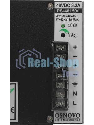 Промышленный блок питания OSNOVO DC48V, 3.2A (150W). Диапазон входных напряжений: AC195-265V