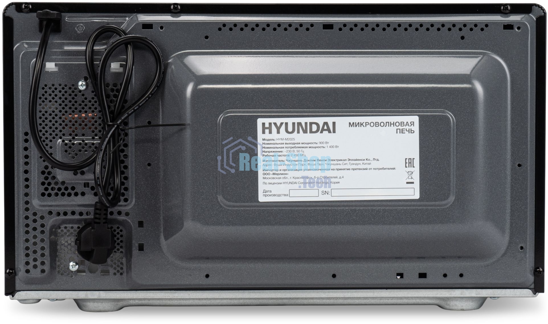 Микроволновая печь Hyundai HYM-M2025 черный/серебристый, 25 л, 900 Вт, переключатели - поворотный механизм