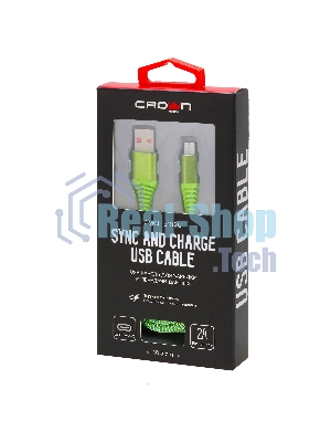 Кабель Crown USB - USB Type-C CMCU-3102C green