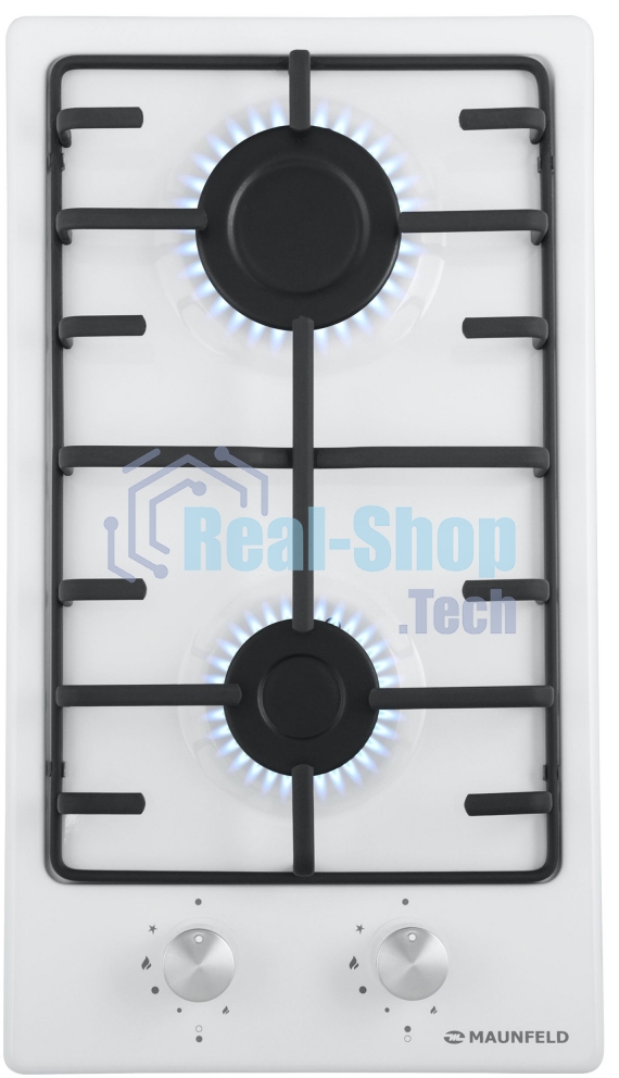 Газовая варочная панель Maunfeld EGHE.32.3EW/G Домино, • Тип: газовая 30см • Тип установки: независимая • Управление: фронтальное, переключатели поворотные • Нагревательный элемент: конфорка, 2шт • Мощность конфорок, Вт: 2600, 1700 • Материал исполнения: 