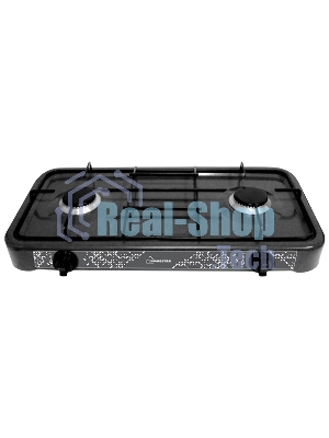 Плита настольная газовая Homestar HS-1202 черный, 6.4 кВт, газовые горелки, конфорки - 2, эмаль, поворотные переключатели