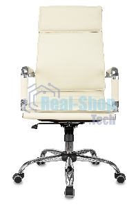 Кресло руководителя Бюрократ CH-993/ivory слоновая кость, искусственная кожа, крестовина хромированная
