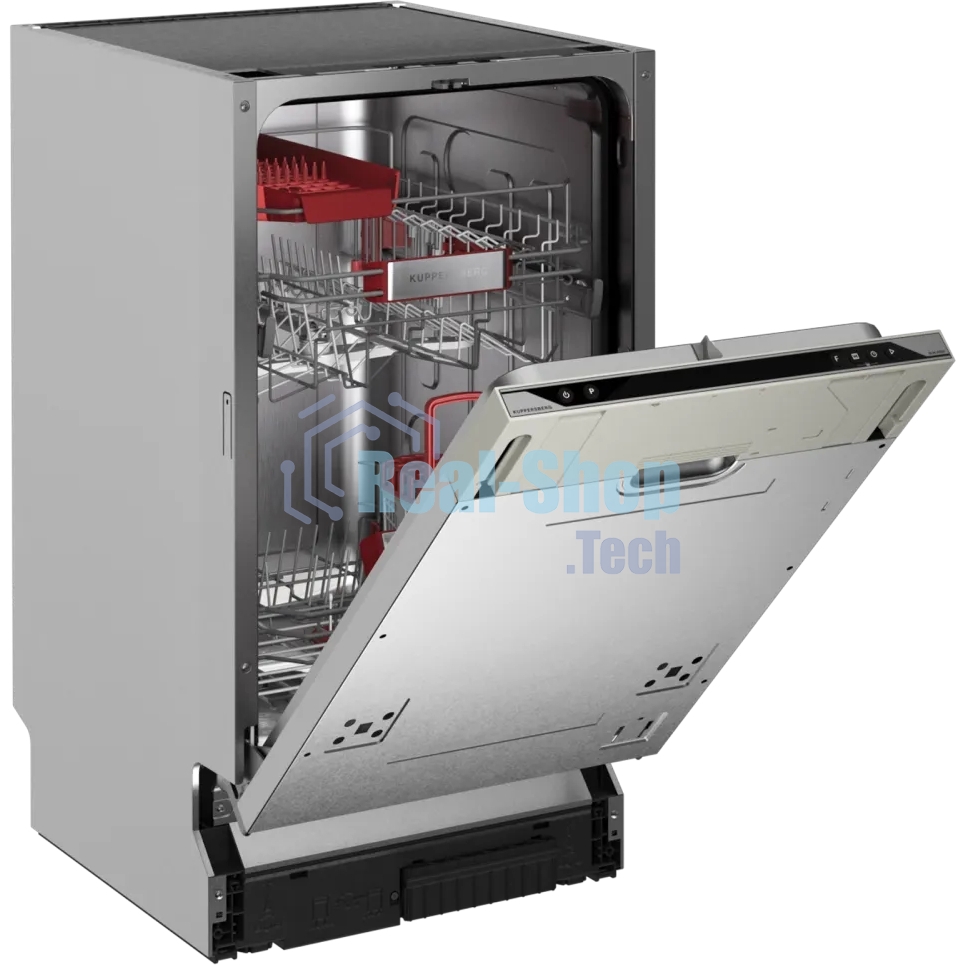 Встраиваемая посудомоечная машина Kuppersberg, High-Tech, 45 см, 10 комплектов, 3 корзины, 7 программ, конденсационная сушка, автоматическое открывание двери, LED подсветка, кнопочное управление, энергоэффективность А+++