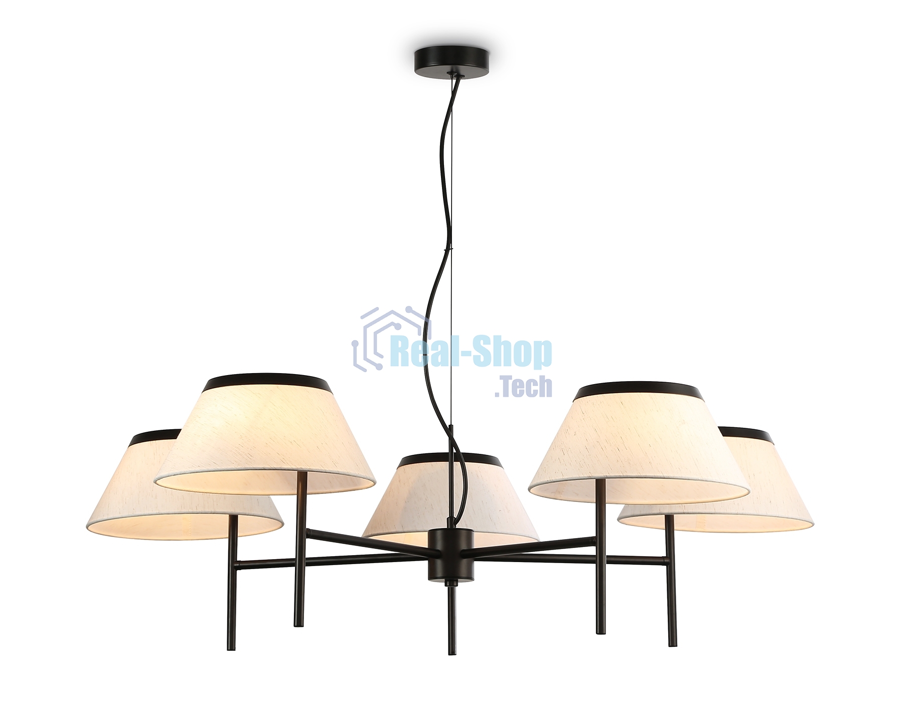 Люстра Ambrella light LH72453/5 BK/WH черный/белый Е14/5 max 40W D1000*290-1080