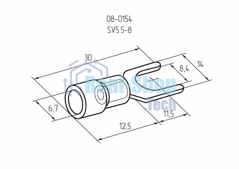 Наконечник вилочный изолированный Rexant 8.4 мм 4-6 мм² (НВи 6.0-8) желтый