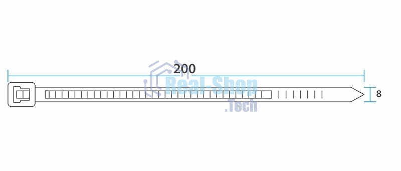 Хомут-стяжка кабельная нейлоновая Rexant 200 x7,6 мм, черная, упаковка 100 шт.