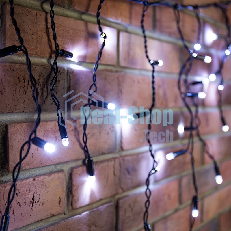 Гирлянда Neon-night Айсикл (бахрома) светодиодный, 4,8 х 0,6 м, черный провод, 230 В, диоды белые, 176 LED