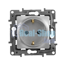 Розетка 2К+З, немецкий стандарт, винтовые зажимы, 16А, 250 В~, Etika, алюминий Розетка 2К+З, немецкий стандарт, винтовые зажимы, 16А, 250В~, Etika, алюминий