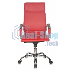 Кресло руководителя Бюрократ CH-993/red красный, искусственная кожа, крестовина хромированная