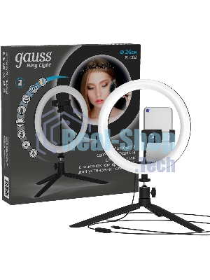 Светильник кольцевой Gauss 14W 700lm 3000-6500K 5V USB IP20 260x23мм черный дим пульт LED