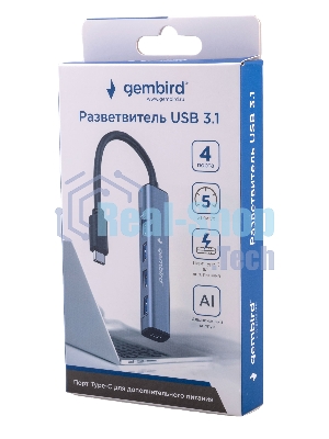 USB-концентратор Gembird UHB-C474, USB Type-C, 4хUSB, USB Type-C