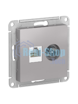 Розетка телевизионная +комп двойная RJ45+TV, кат.5E, механизм ATN000389 Schneider Electric Алюминий