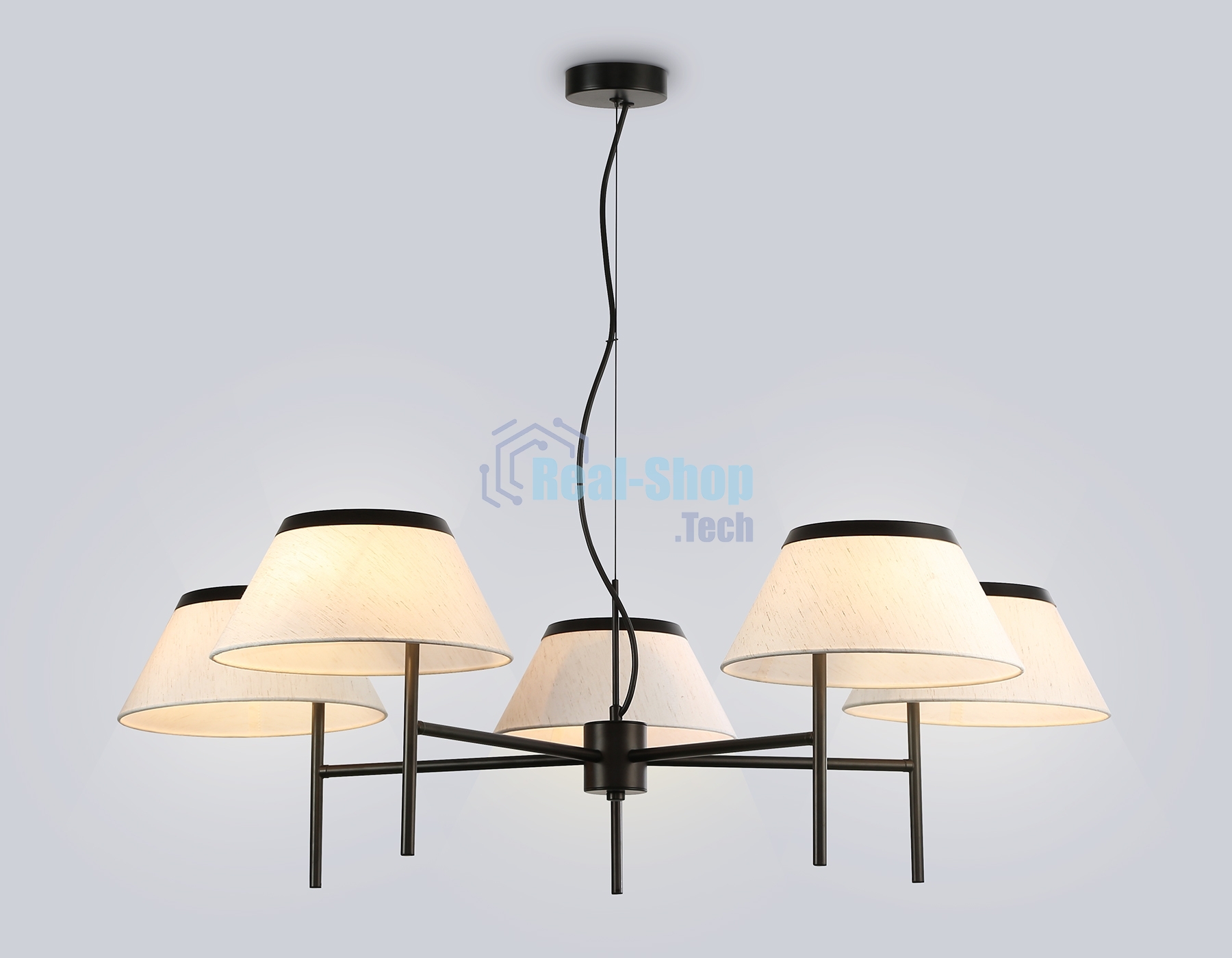 Люстра Ambrella light LH72453/5 BK/WH черный/белый Е14/5 max 40W D1000*290-1080