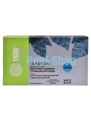 Картридж струйный Cactus CS-B3P22A №727 черный матовый (130 мл) для HP DJ T920/T1500/T2530