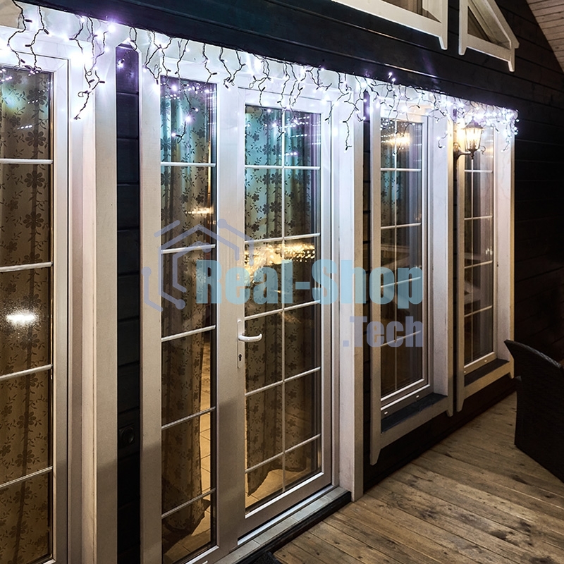 Гирлянда Neon-night Айсикл (бахрома) светодиодный, 4,8 х 0,6 м, черный провод, 230 В, диоды белые, 176 LED