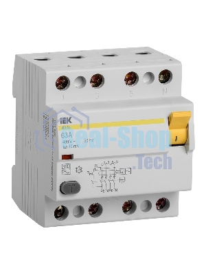 Выключатель дифференциального тока (УЗО) 4п 63А 30мА тип AC ВД1-63 ИЭК MDV10-4-063-030
