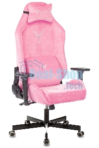 Кресло игровое Knight N1 Fabric розовый Velvet 36 с подголов. крестовина металл