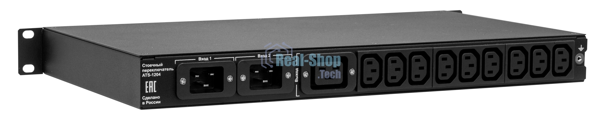 Автоматический ввод резерва ELEMY RACK ATS, 1U, 220В, 16А, OLED, Ethernet, in (2) C20, out (1) C19 (9) C13