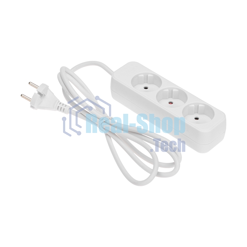 Удлинитель Rexant STANDARD 3 гнезда, 1,5 м, 2х1,0 мм², б/з, белый