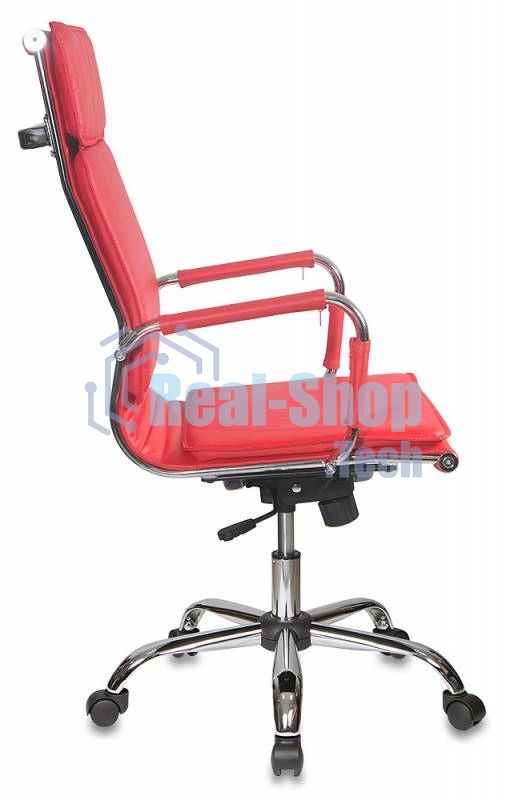 Кресло руководителя Бюрократ CH-993/red красный, искусственная кожа, крестовина хромированная