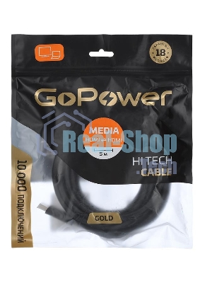 Кабель GoPower HDMI (M)-HDMI (M) 5.0M 00-00027307 черный