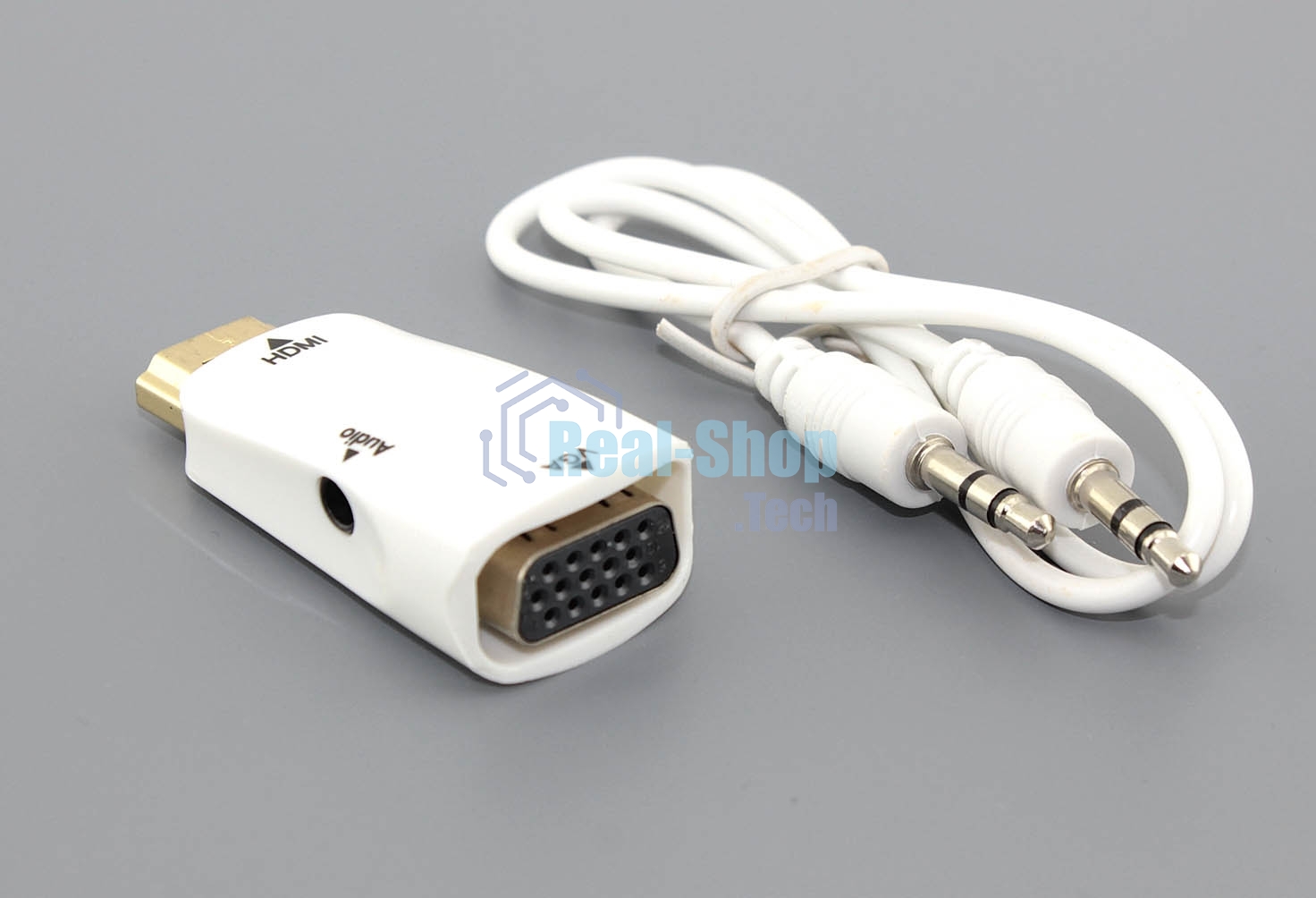 Переходник HDMI на VGA c аудио белый