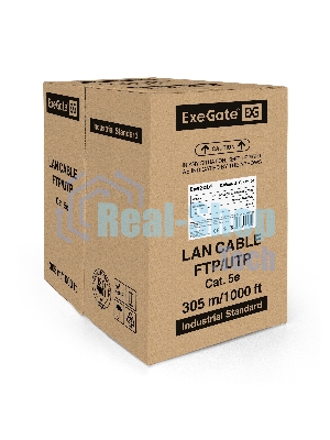 Кабель ExeGate UTP 2 пары кат.5e медь, 24AWG, бухта 305м, серый, PVC