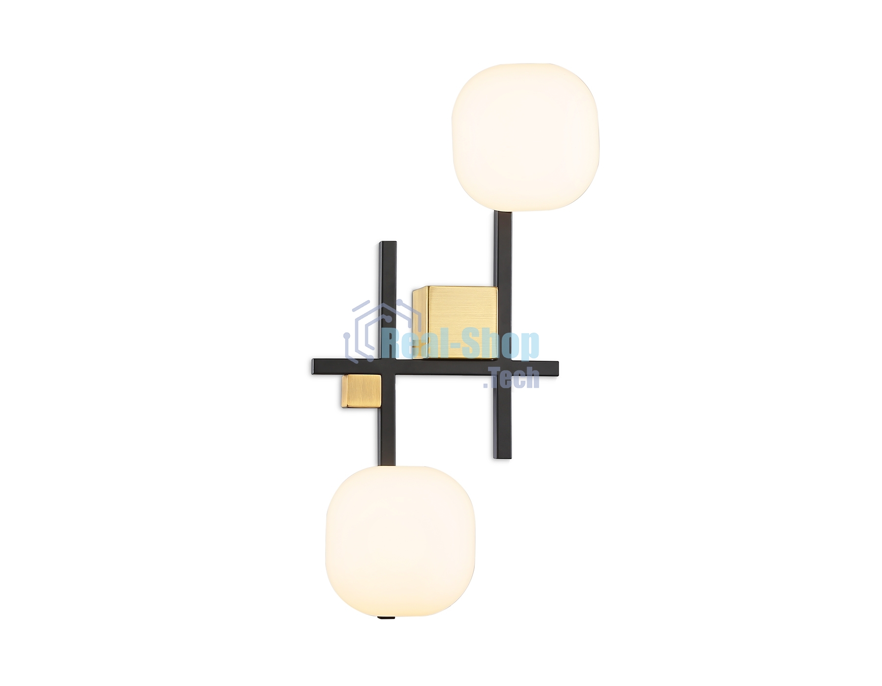 Настенный светильник Ambrella light LH51019/2 BK/BS/FR черный/латунь/белый матовый G9*2 max 28W 230*170*480