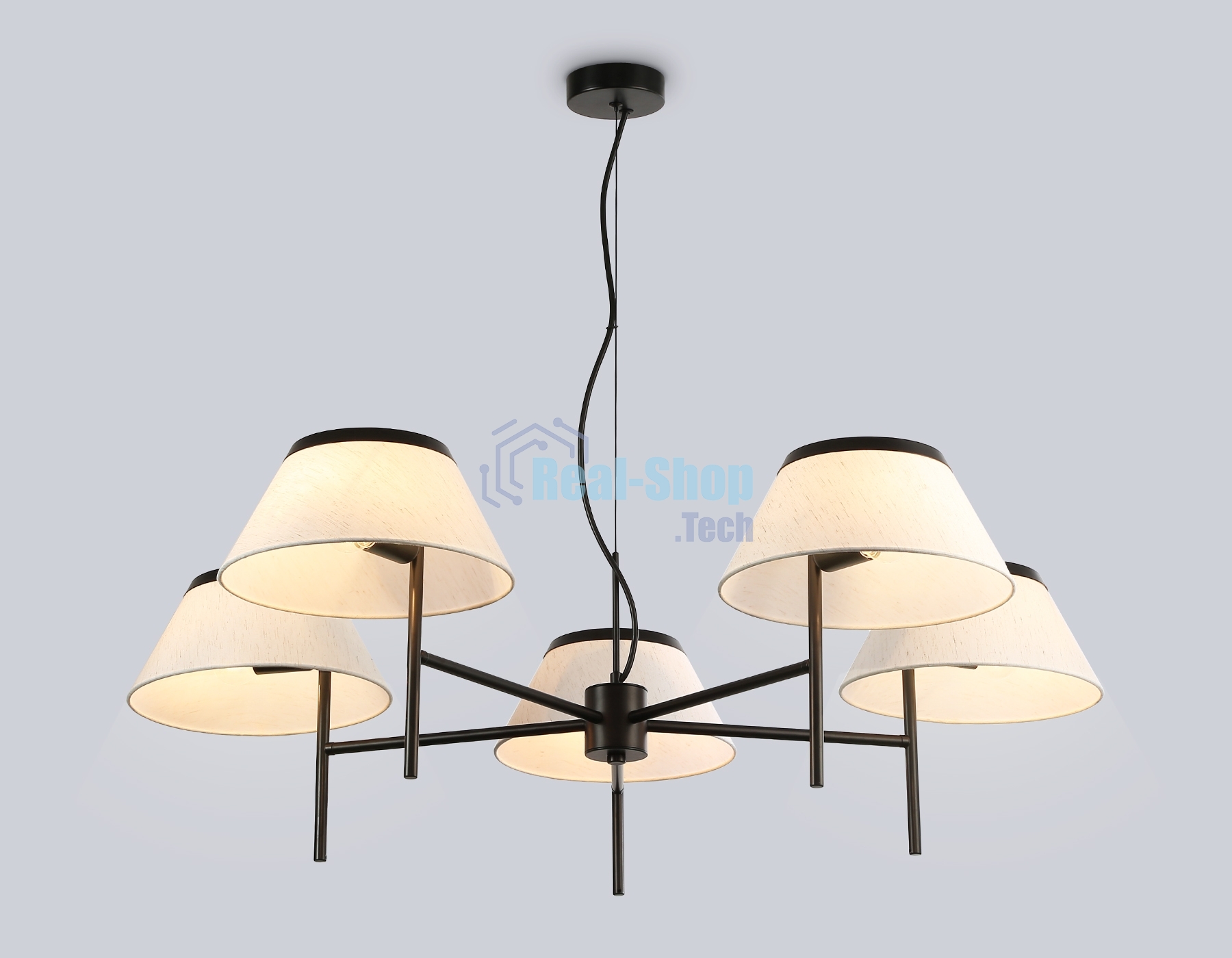 Люстра Ambrella light LH72453/5 BK/WH черный/белый Е14/5 max 40W D1000*290-1080