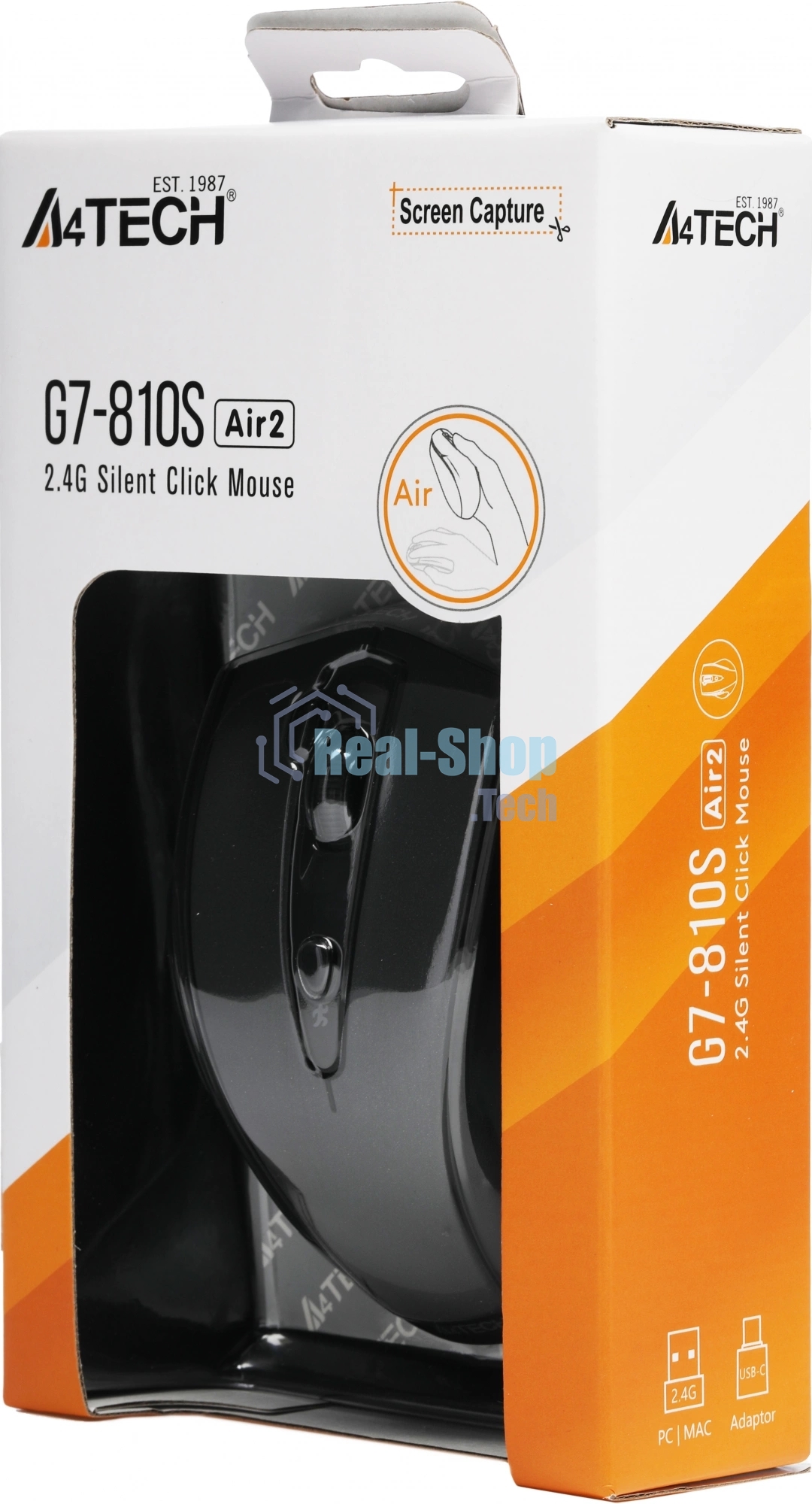 Мышь беспроводная A4Tech G7-810S Air2 черный, 2000 dpi, радиоканал, USB, кнопки - 7