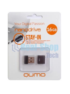 Флешка USB QUMO 16Gb, NANO QM16GUD-NANO-B черный