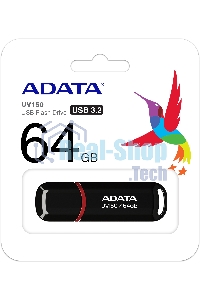 Флешка USB ADATA UV150 (AUV150-64G-RBK), 64Gb, USB 3.0, R/W 100/40, черный