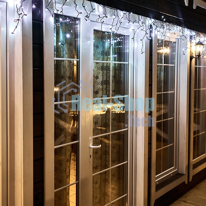 Гирлянда Neon-night Айсикл (бахрома) светодиодный, 4,8 х 0,6 м, черный провод, 230 В, диоды белые, 176 LED