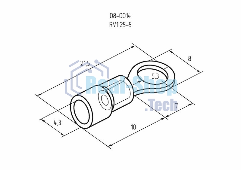 Наконечник кольцевой изолированный Rexant ø 5.3 мм 0.5-1.5 мм² (НКи 1.5-5/НКи 1,25-5) красный