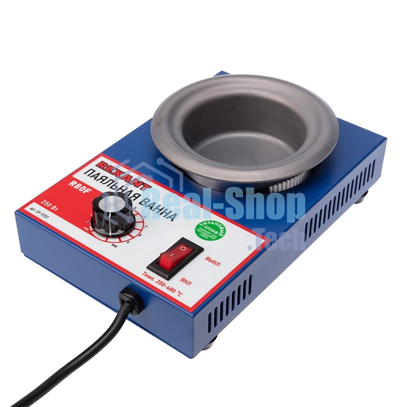 Паяльная ванна Rexant, модель R80F, 250 Вт, ø 80 мм, 200-480 °C, бессвинцовая