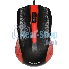 Мышь проводная Acer OMW012 черный/красный, 1200 dpi, USB, кнопки - 3